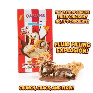 CARIAN'S Fried Chicken Shaped Caramelized Biscuit Crumble - The Ultimate Prank Snack, Milk Filled Novelty Crumbles, Gourmet Chocolate Candy, Crispy Texture & Premium Chocolate, Fun Gift For Pranks, Watch Parties - 3,52 oz (Pack of 2), Ice-Packaging