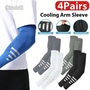 4 Paia Manicotti Braccio Raffreddanti con Protezione Solare UV UPF 50+ | CiclismoTok OutdoorTok EstateTok Traspiranti Elastici Unisex con Strisce Riflettenti | per Ciclismo Corsa Notturna Trekking Escursionismo Estivi