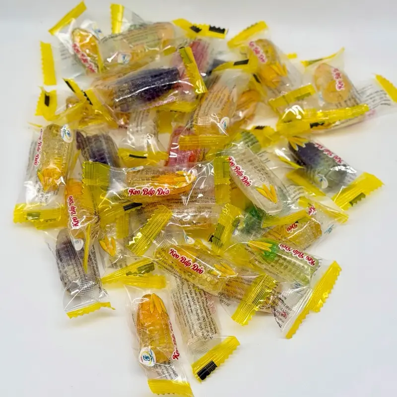Corn Shaped Gummy Candy 500g - Kẹo Dẻo Bắp Nhân Siro - Mixed Fruit Flavors Soft Chewy Texture Sweet Fruity Filling for Kids & Adults