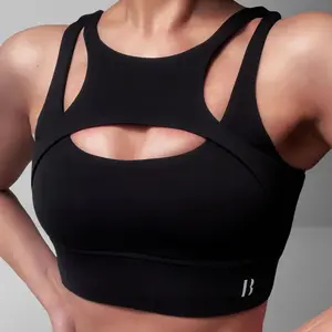 Boujee Dolly Cool Girl Faux 2-piece Active Top (Black) Breathable Fabric