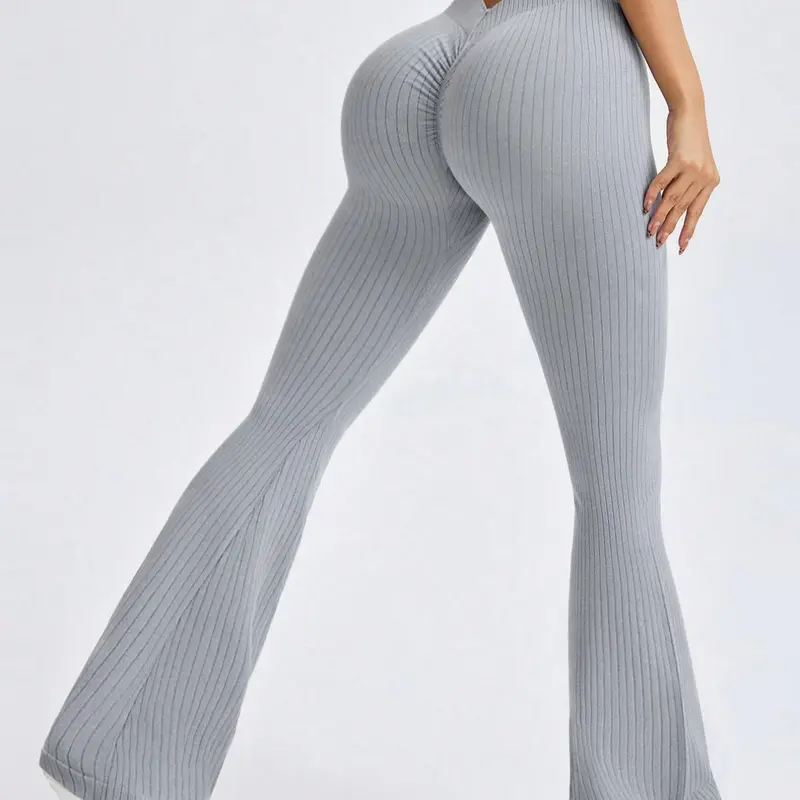 Women's Solid High Waist Flare Leg Sports Leggings, Activewear Bottoms, Casual Comfy Breathable Bell Bottom Trousers for Yoga Gym Workout Running, Ladies Sportswear for All Seasons, Breathable Workout Pants, Activewear for Fitness