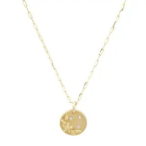 Mini 14k Diamond Flower Pendant Necklace