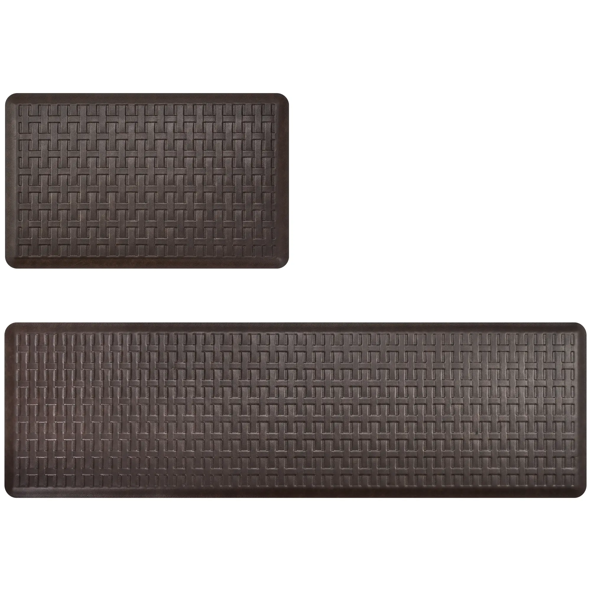 UKISS Kitchen Mat Set (2-Piece) – Shock-Absorbing Anti-Fatigue, Waterproof, Non-Slip Comfortable Standing Mats, Brown (18in×28in+18in×60in, 18in×28in+18in×40in)