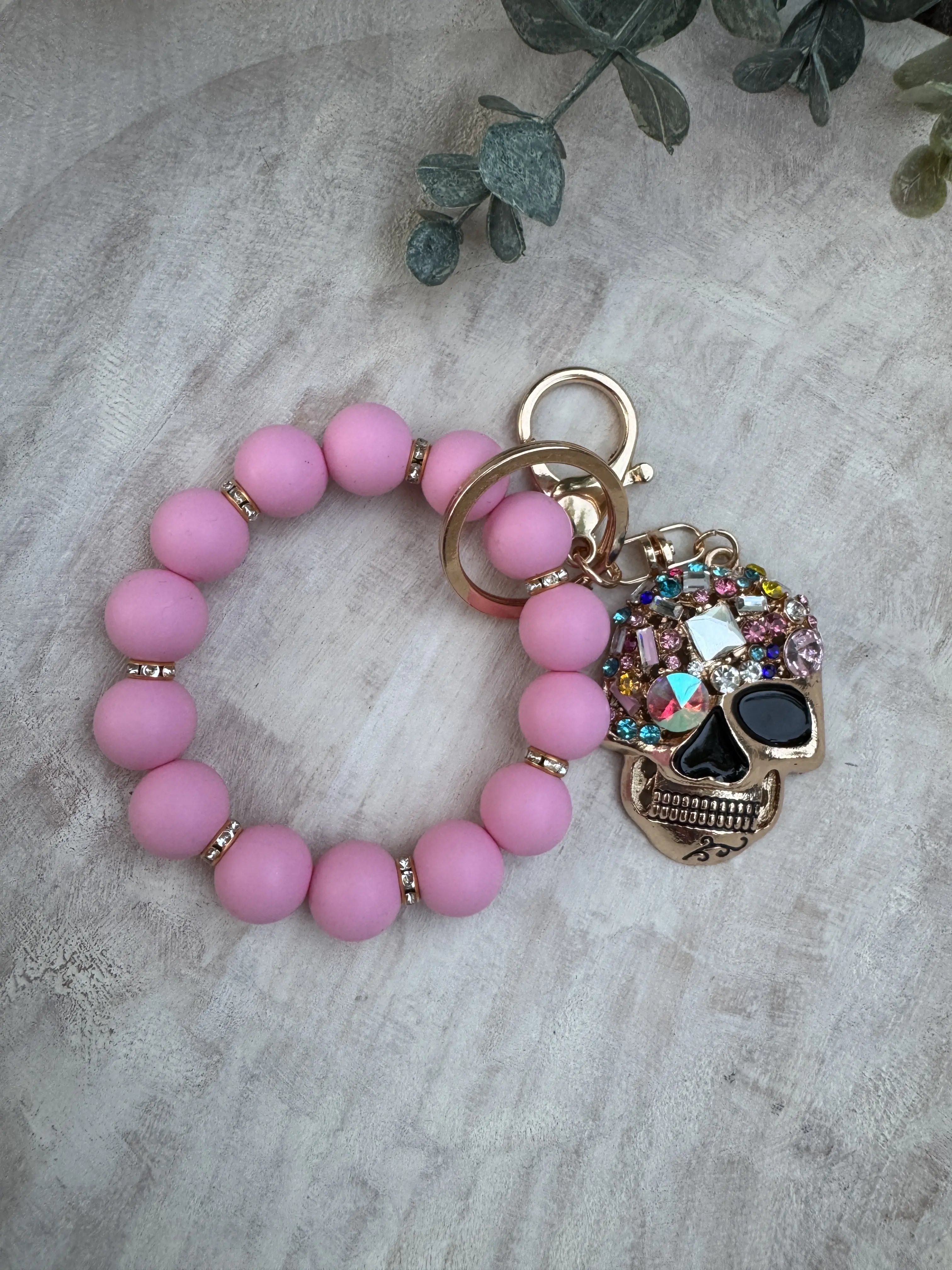 Sugar Skull Sparkle Keychain Wristlet