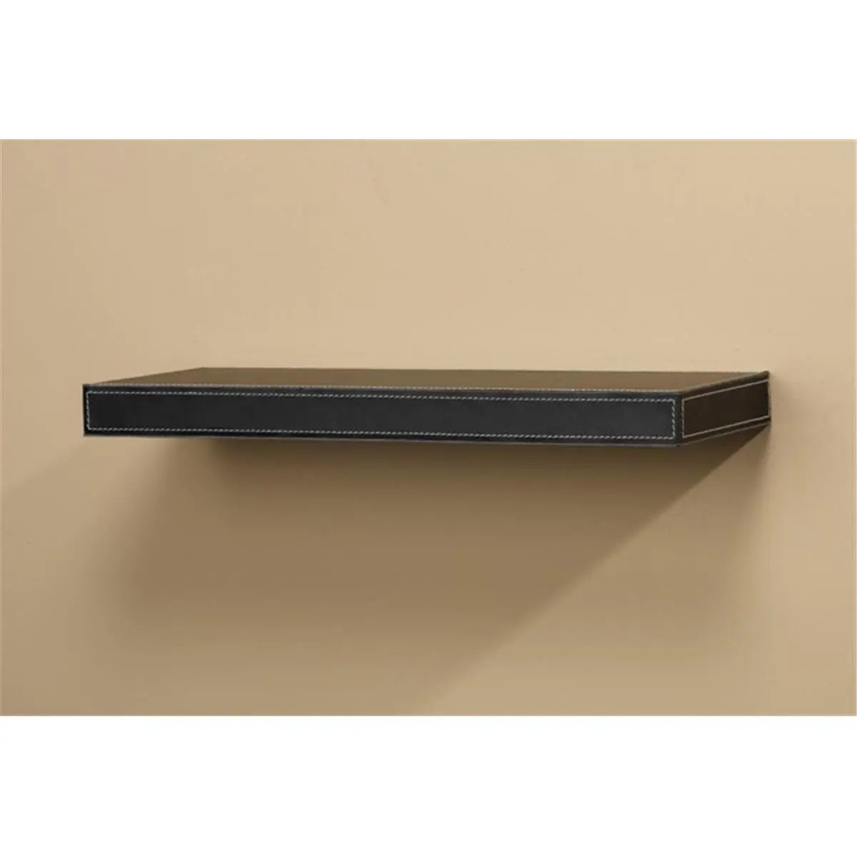 212 MAIN Leather Wall Shelf - 10x12 in Black Wood Contemporary Shelving with Clean Lines, Hidden Brackets, Wall-Mounted for Office Use, Ideal for Room Decor