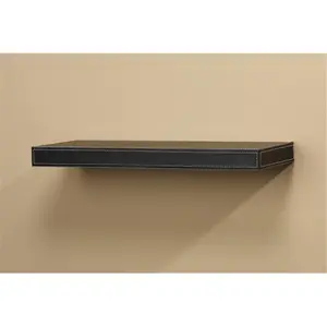 212 MAIN Leather Wall Shelf - 10x12 in Black Wood Contemporary Shelving with Clean Lines, Hidden Brackets, Wall-Mounted for Office Use, Ideal for Room Decor