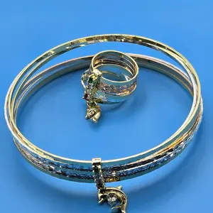 B18-7days Set Ring #6 Dolphin Bracelet Copper Gold Filled