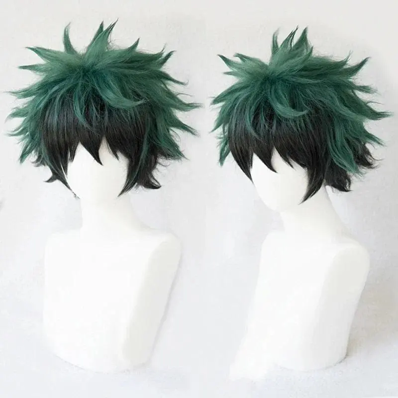 My Hero Academia Boku No Hiro Akademia Izuku Midoriya Short Green Black Ombre Heat Resistant Cosplay Costume Wigs