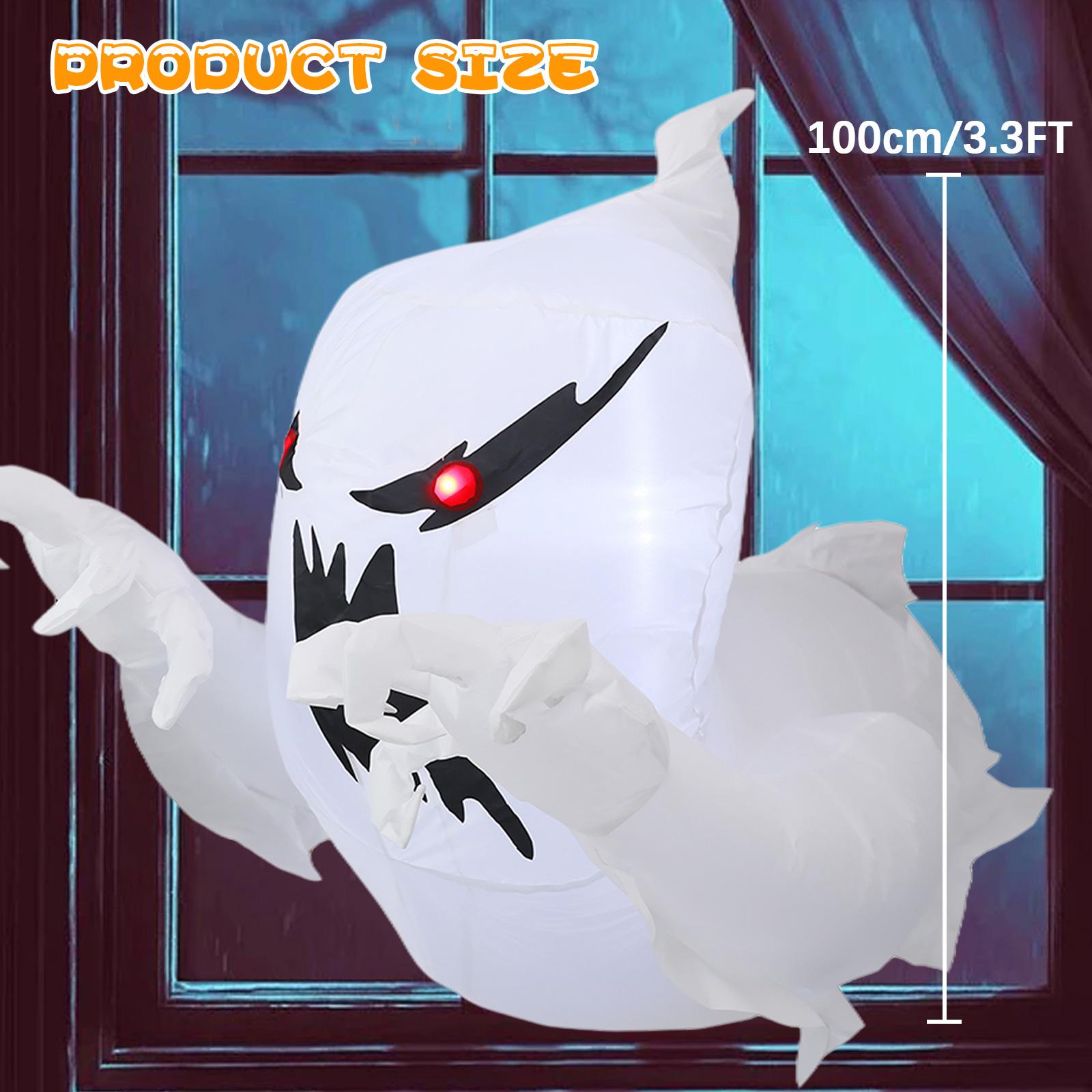 3.3Ft Halloween Inflatables Ghost Decoration with Built in Lights, Ghost Break Out from Window Blow up Ghost Window Decoration for Outdoor Indoor Home Garden Lawn Party Decor
