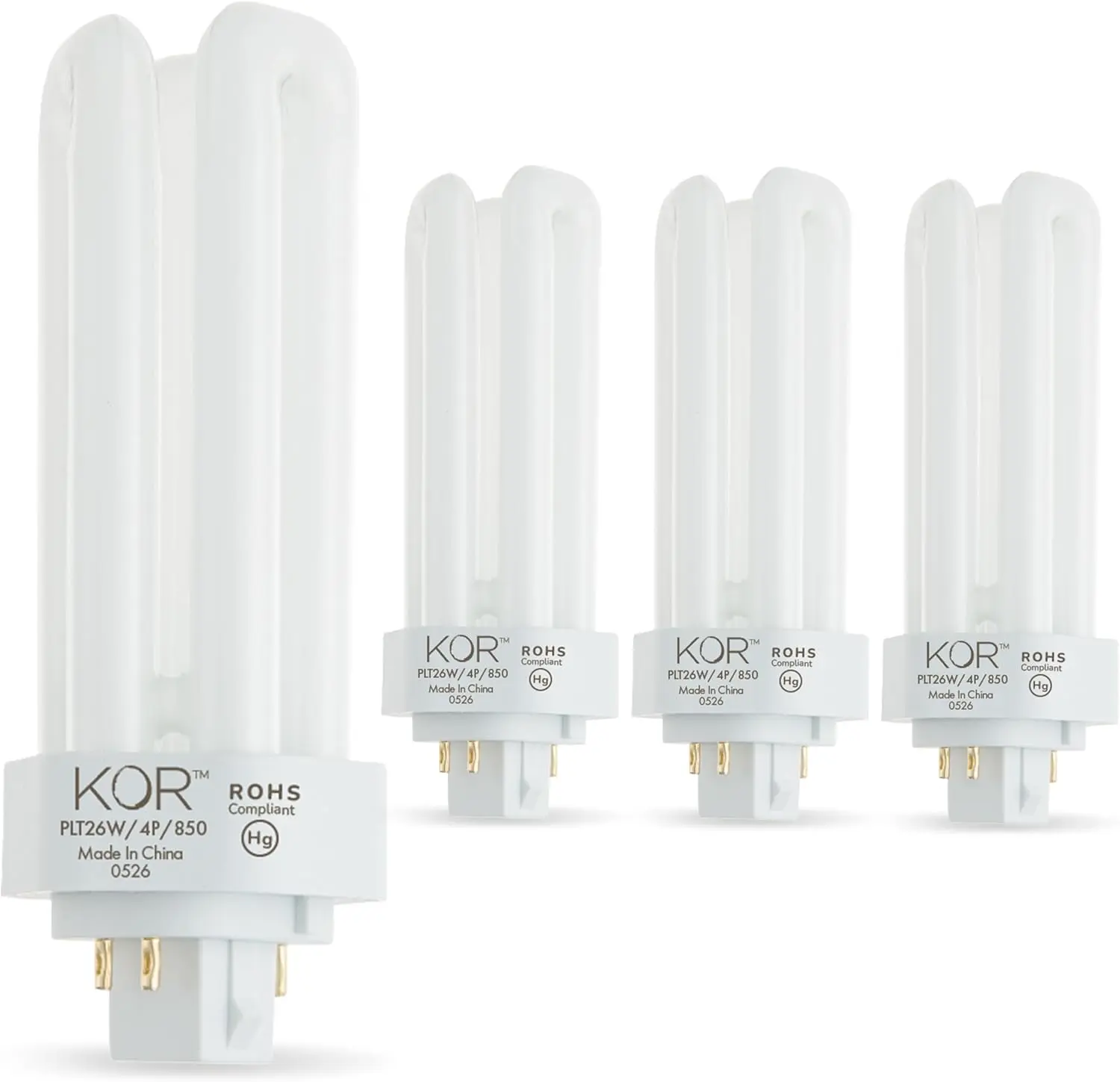 (Pack of 4 PL26W/3U/4P/5000K - 26 Watt Triple Tube - GX24Q-3 (4 Pin) Base - 5000K Bright White - Compact Fluorescent Light Bulb.