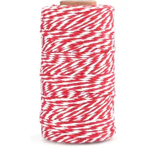 Jijacraft Red and White Twine, 2MM Cotton Bakers String, 328Ft Holiday Crafts String, Gift Wrapping Twine for Christmas, Mothers Day, Birthday, Wedding JIJIA