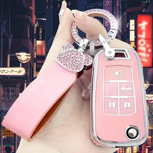 Fashion Rhinestone Bear Decor Car Key Protector Case, Soft TPU Key Cover, Car Interior Accessories For Women & Men