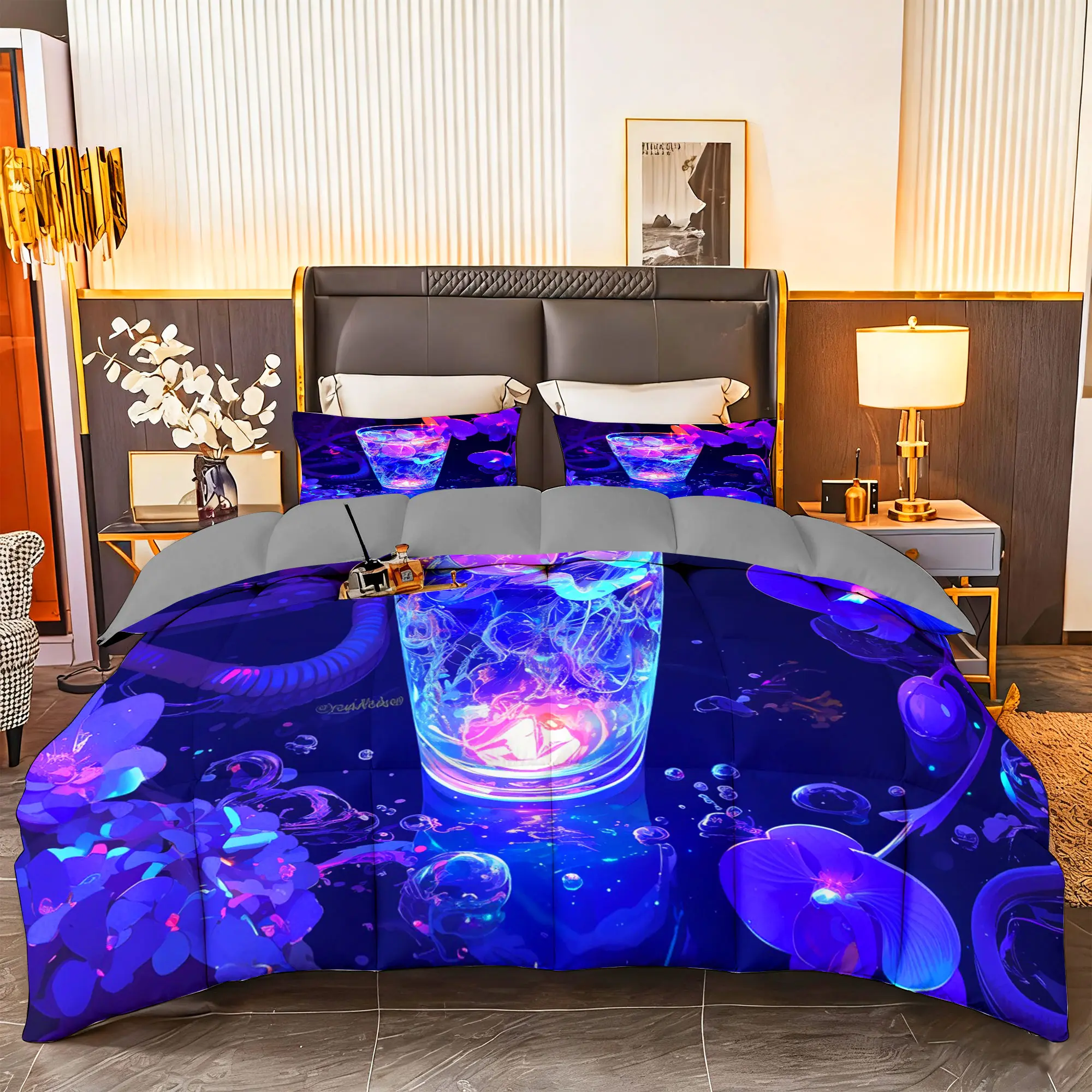 3pcs (1 comforter + 2 pillowcases) Microfiber Bedding Set All-Season Ultra-Soft Cozy, Hypoallergenic & Breathable, Wrinkle & Fade Resistant, Easy Care, Queen/King/Full/Twin Size, Vibrant Colorful Floral Pattern, Luxury Comfort for Bedroom Guest Room