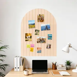Arched Felt Bulletin Board, 31.5"x24" - Modern Fabric Pin Board for Office &  Wall, Upgraded Adhesive, -Free Installation,  Wall Organizer for Notes, Photos Reminders (Light Orange)