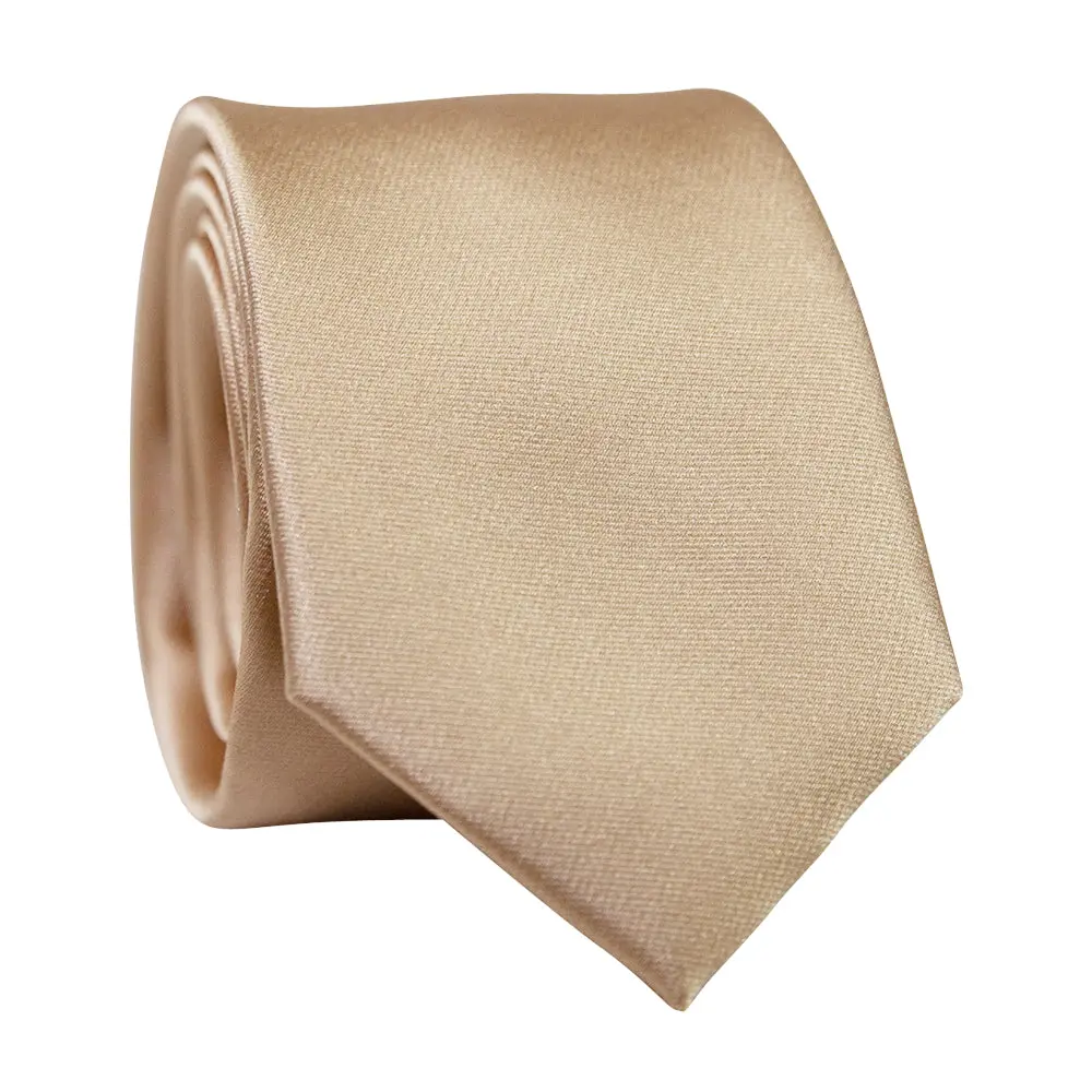 Solid Champagne Satin Tie