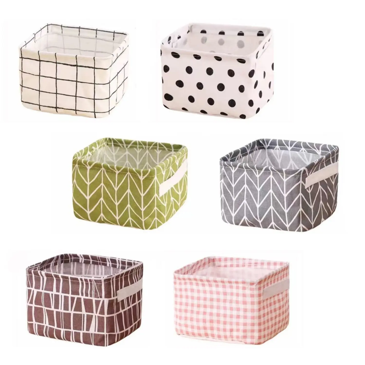 6Pcs Linen Waterproof Foldable Organizing Bins Storage Basket Set - Small Collapsible Canvas Containers with Handles for Home Decor, Toy Storage (7.9"L x 6.3"W x 5.5"H) - Home Improvement Supplies