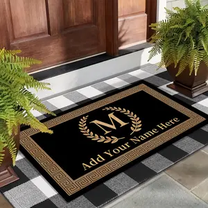 Customized 1pc Anti-Slip Silicone Bottom Doormat - Customized Family Name Carpet, Suitable for Living Room, Bedroom, Bath - Soft, Durable, Washable - Perfect for Home Decoration and Housewarming Gift, Home Decor Rugs