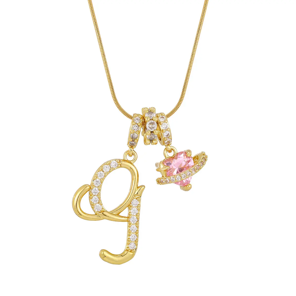 Gold G (Pendant -Snake Bone Chain)