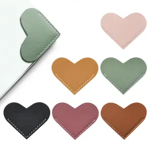 6-Piece Set Leather Heart Bookmarks, Cute Corner Page Book Marks for Teachers Students Book Reading Lovers, for School Office Home Supplies, Book Accessories