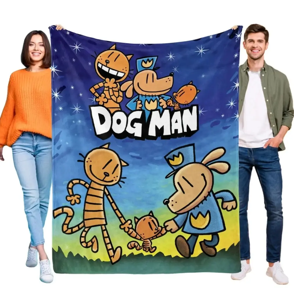 Dog Man Flannel Blanket Ultra Soft Warm Throw for Sofa Bed Couch, Anti-Pilling Fuzzy Blanket for Kids Boys Girls, Perfect Birthday Gift for Dog Man Fans All Season Cozy Nap Blanket----Warm Haven Textiles