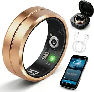 Smart Ring for Women Men, All-New Matte Scratch-Resistant Design, Health & Fitness Tracker for Heart Rate, Blood Oxygen, Stress, Sleep and Steps, IP68 Waterproof, No App Fee, Rose Gold 8