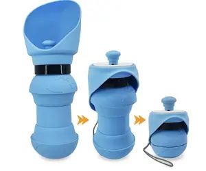 MEETCARE Silicone Dog Water Bottle Foldable Cup for Dog Travel Water Bottle Lightweight and Portable Dog Water Bottle Easy to Clean Suitable for Dogs Cats and Other Pets. (Light Blue 19oz)