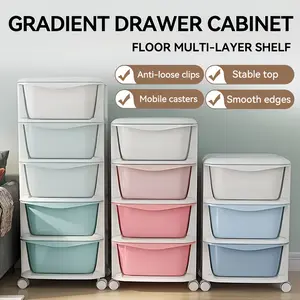 [Space-Saving Organizer] Multi-Color 3/4/5/6-Tier Gradient Plastic Drawer Storage Organizer with Wheels, Mobile Rolling Cart for Office, Art Craft, Bedroom & Dorm, Slim Storage Tower for Small Space Living, Storage Drawer Units