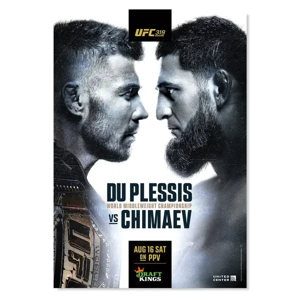 UFC 319: Du Plessis vs Chimaev Autographed Event Poster (UnFramed) print paper Decor Photo vintage  collectibles prints for your wall modern artwork Decoration Artistic