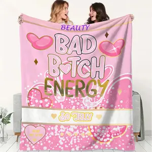 Pink Spicy Girl Style Flannel Blanket, Soft Fluffy Warm Blanket, Outdoor Sports Blanket, Gift Blanket, Decorative Giftable Blankets, Suitable for Living Rooms, Sofas, Offices, Camping, Travel