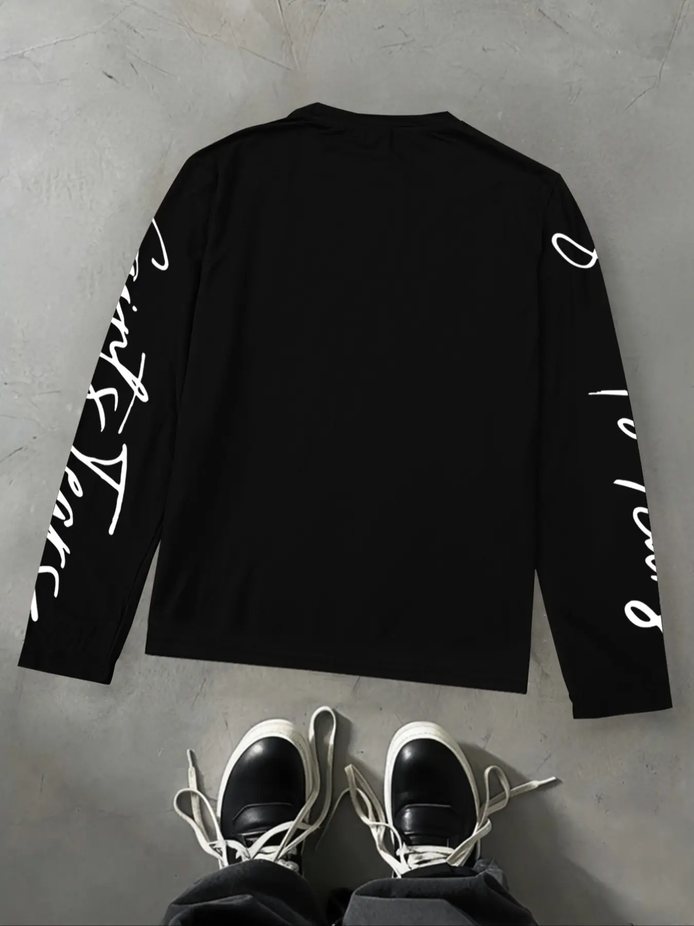 Trendy Dark Gothic Long Sleeve T-Shirt, Letter Eye Print, Chain