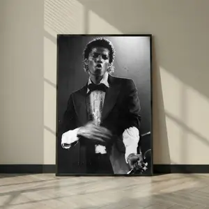 Michael Jackson Vintage Concert Poster Print, Black and White Stage Portrait Wall Art, Pop Music Legend Decor for Home Office, Unframed