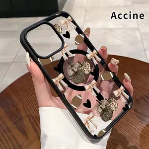 Pumpkin Bow Football Pattern Magnetic Phone Case for iPhone 17 Pro Max 16 Plus 15 14 13 12 11 Air E  Anti-Yellowing Shockproof Lightweight Transparent Acrylic Soft Cover Supports Wireless Charging.