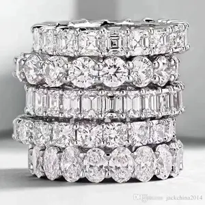 Fine Engagement Eternity Promise Ring AAAAA Zircon 925 Sterling Silver Statement Wedding Band Rings for women men Jewelry Gift