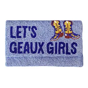 Gameday Beaded Clutch Let's Geaux Girls Beaded Bag Purple Beaded Purse College Football Game Day Accessories Gift Wife Gifts LSU Gift Her