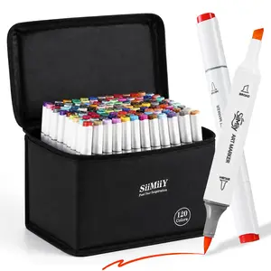 Siimiiy 40/80/120 Colors Soft Brush & Chisel Permanent Alcohol Markers, Dual Tip Artist Sketch Art Markers Set for Adult Coloring Book, Aesthetic Cute School Supplies, Pens for Drawing Coloring Illustrations