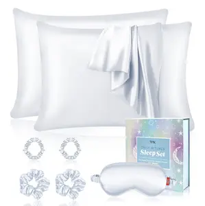 Satin Pillowcase Gift Set – 7PCS Luxury Sleep Set with Satin Pillowcases, Sleep Mask & Scrunchies for Women, Soft Silky Pillow Cover Set, Birthday & Self Care Gift