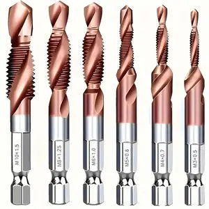 Cobalt HSS Drill & Tap Set with Countersink and Deburr, Metric Sizes M3 to M10, 1/4" Hex Shank Drill & Tap Set, Power Tool Accessories, Drill Bit Set, Spiral Drill Bit, Drill Bits Set