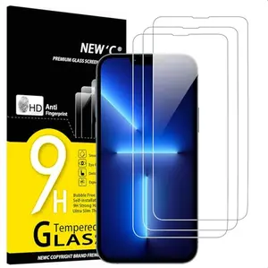 NEW'C [3 Pack Designed for iPhone 13 Pro Max, iPhone 14 Plus (6,7") Screen Protector Tempered Glass, Case Friendly Anti Scratch Bubble Free Ultra Resistant
