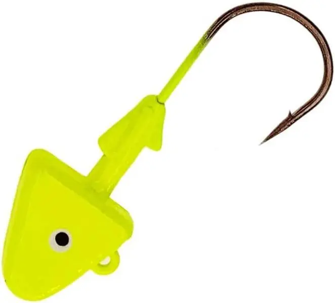 Sanhu Shad Jig Heads 2oz Chartreuse 10 Packs with 6/0 Hooks for Saltwater & Freshwater Fishing Durable Heads & Sharp Hooks Ideal for Striper Bass Walleye Game Fish Jigging