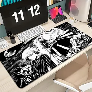 Anime Soul Eater Mouse Pad Design XXL 1000×500mm 900×400mm 800×400mm 600x300mm Large Gaming Mouse Pad - Extended, Thick, Non-Slip Rubber Base Desk Mat with Precision Stitched Edges - Washable Large Desk Pad Anime Mousepad