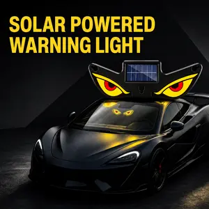 Solar Demon Eye LED Car Window Light, Waterproof Devil Eyes Light No Drill Suction Cup Dynamic Windshield Ambient Lamp, Solar USB Powered Flicker Signal Warning Lights for SUV Trucks cars.