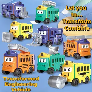 4Pcs Pull Back City Cars and Trucks Toy Vehicles Set, Friction Powered Cars Toys for Toddlers, Kids Stocking Stuffers, Treasure Box Gifts for Classroom, Christmas Great Gifts for Grandkids Transformer Car