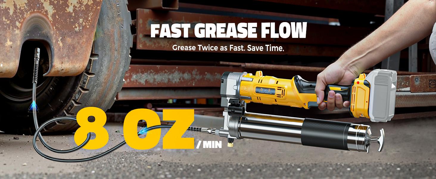 Cordless Grease Gun Compatible with DeWalt 20V Battery(NO BATTERY!!), 12000PSI, Dual Pistol & in-Line Grip, Works with Bulk & Cartridge Grease, with 39" Hose & 4 Couplers Cordless Grease Gun Compatible with DeWalt 20V Battery(NO BATTERY!!), 12000PSI, Dual Pistol & in-Line Grip, Works with Bulk & Cartridge Grease, with 39" Hose & 4 Couplers