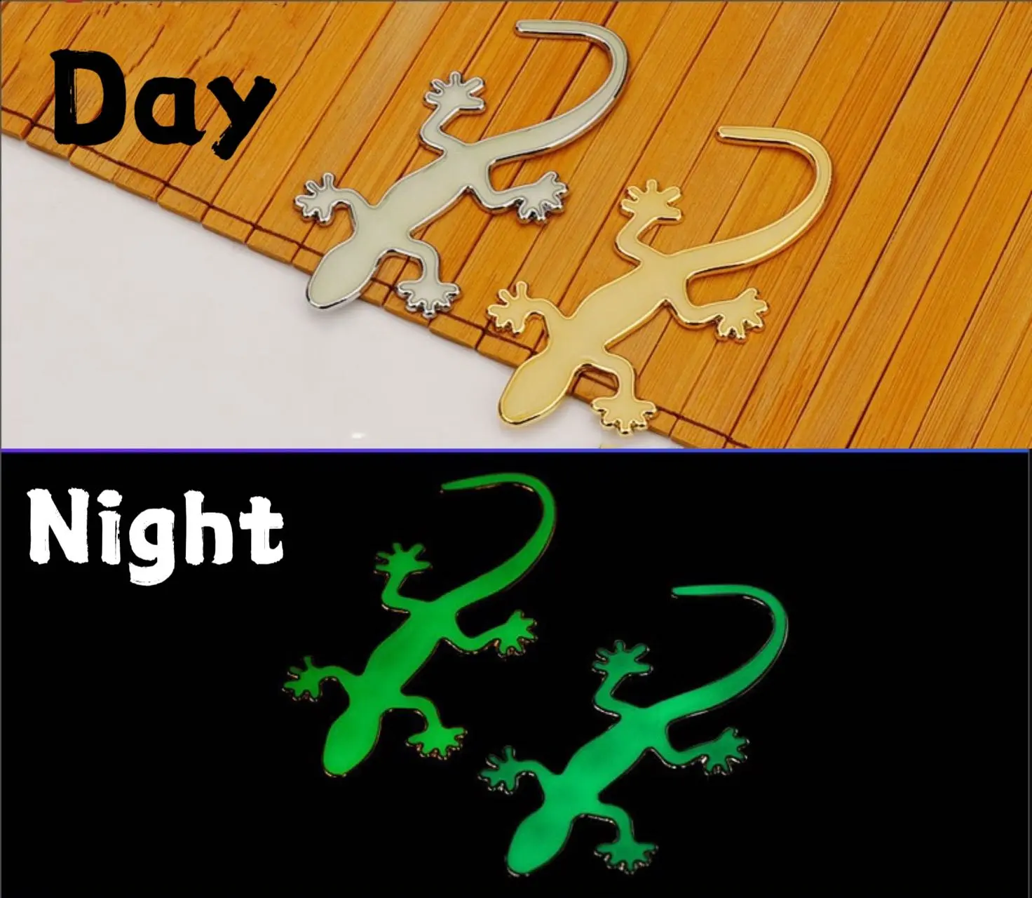 3D Noctilucent Gecko Metal Car Sticker for Car & Motorcycle Auto Exterior Accessories
