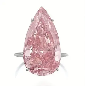 Pink Pear Cut CZ Ring with a Touch of Glamour - Elegant and Sparkling Jewelry for Women