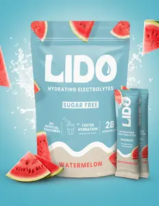 LIDO's Watermelon Electrolytes - 28 Count, Sugar Free, Non-GMO Fruit Beverage Fruit Beverage