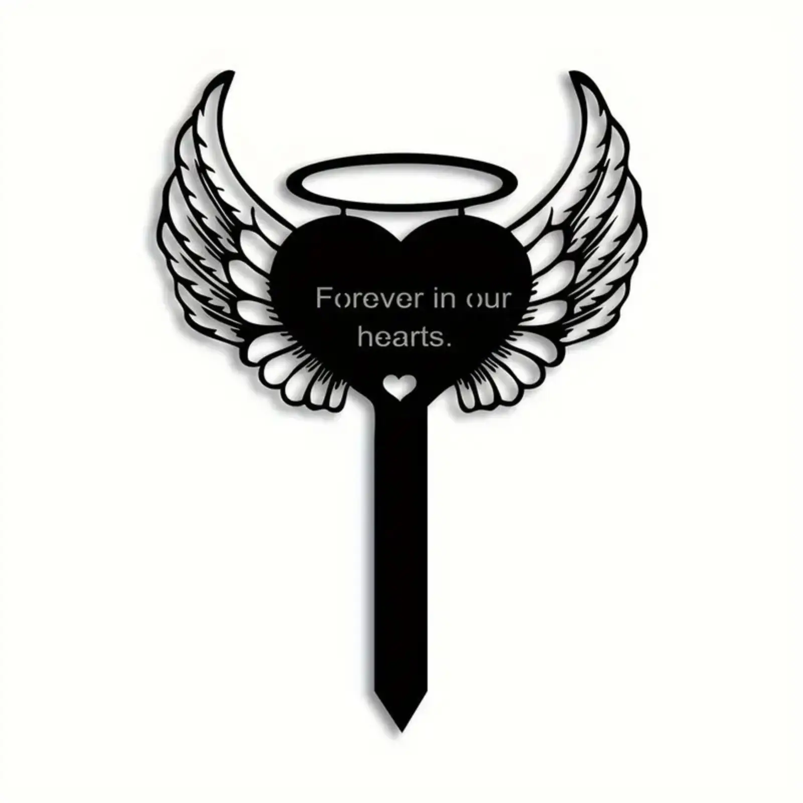 Metal Heart with Wings Memorial Stake, Grave Marker, Memorial Gift for Garden Use