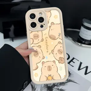 Phone case for iPhone 16 Pro Max 15 Plus 14 13 12 11 XR E XS Cute Capybara Anti-Scratch Shockproof TPU Bumper Drop-proof Cover