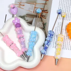 【P192】5pcs diy beaded pens new pearl heart style candy ballpoint pen