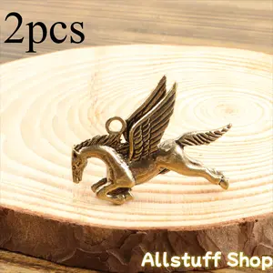 2pcs Solid Brass Pegasus Zodiac Horse Keychain for Men, a Budget-Friendly Item for Christmas, Halloween, And Thanksgiving